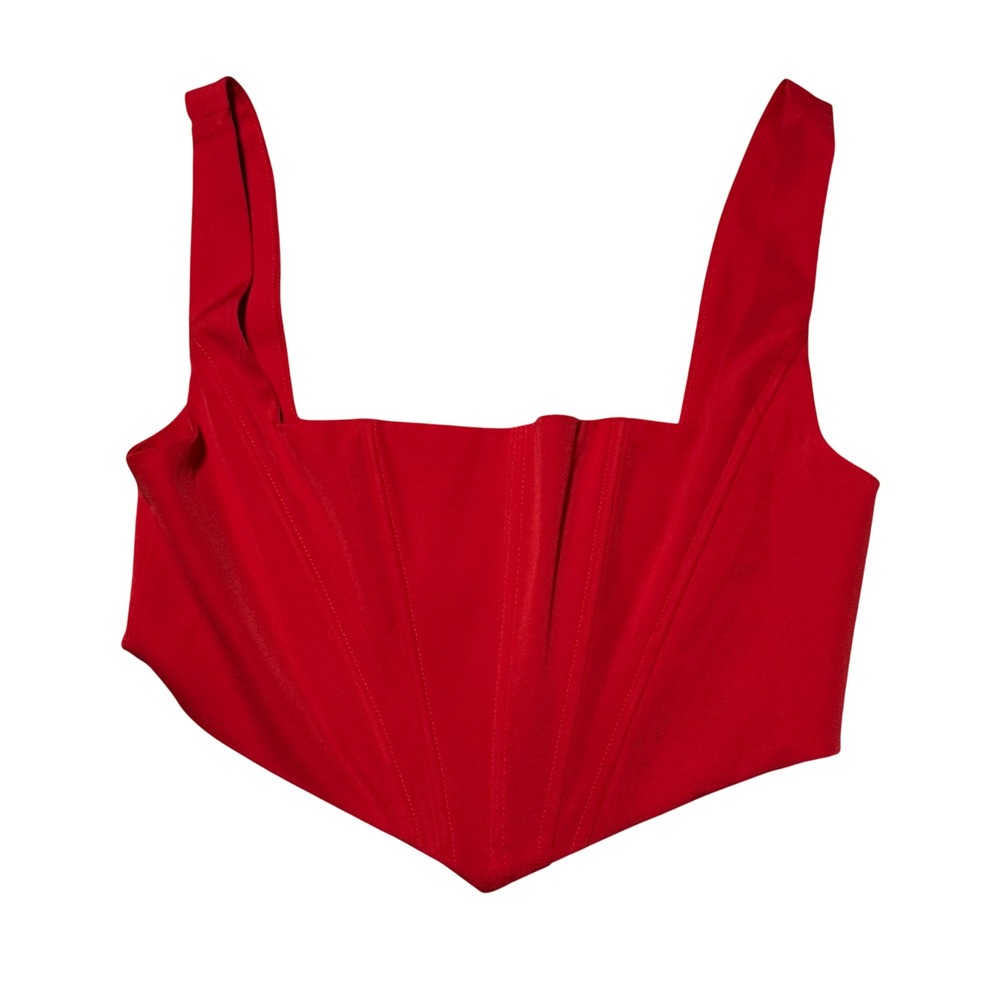 Princess Polly Red Corset Crop Top Structured Boned Pointed Hem Size‎ 6 US